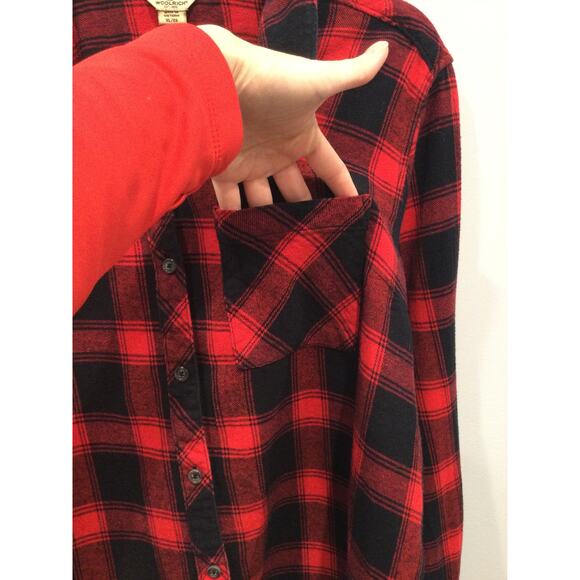 Vintage Woolrich Mens Flannel Button Up Shirt Size XL Red Buffalo Check Cabin - Picture 6 of 9